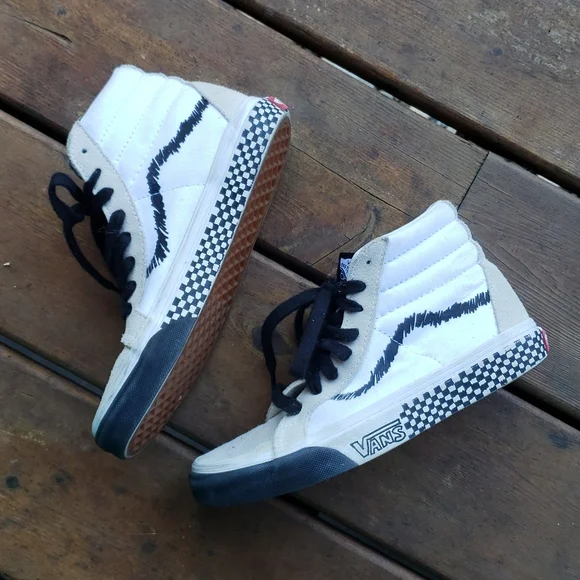 VANS SK8-HI REISSUE DIY Skate Shoes White Black sz 4.5 Mens - Picture 7 of 14